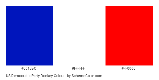 US Democratic Party Donkey - Color scheme palette thumbnail - #0015bc #ffffff #ff0000 