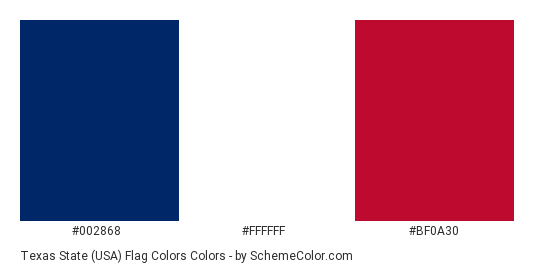 Texas State (USA) Flag Colors - Color scheme palette thumbnail - #002868 #ffffff #bf0a30 