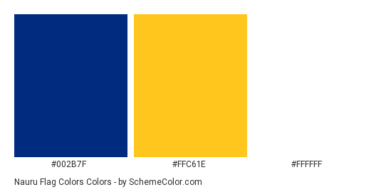 Nauru Flag Colors - Color scheme palette thumbnail - #002b7f #ffc61e #ffffff 