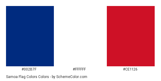 Samoa Flag Colors - Color scheme palette thumbnail - #002b7f #ffffff #ce1126 