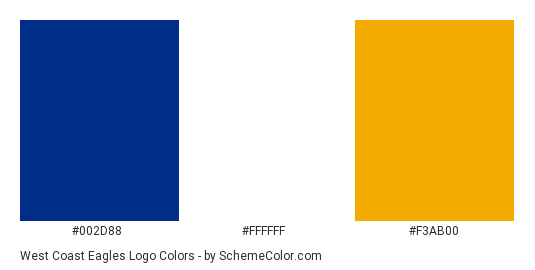 West Coast Eagles Logo - Color scheme palette thumbnail - #002d88 #ffffff #f3ab00 
