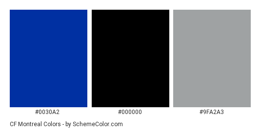 CF Montreal - Color scheme palette thumbnail - #0030a2 #000000 #9fa2a3 