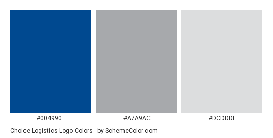 Choice Logistics Logo - Color scheme palette thumbnail - #004990 #a7a9ac #dcddde 