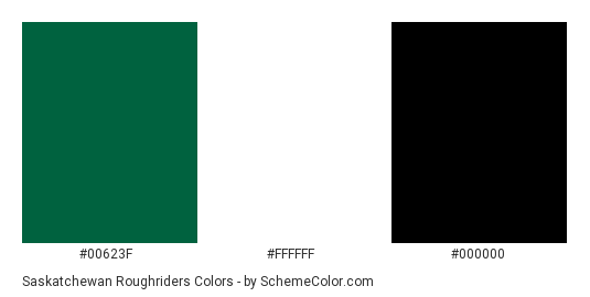 Saskatchewan Roughriders - Color scheme palette thumbnail - #00623f #ffffff #000000 