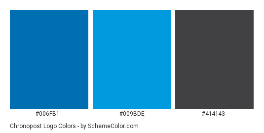Chronopost Logo - Color scheme palette thumbnail - #006fb1 #009bde #414143 