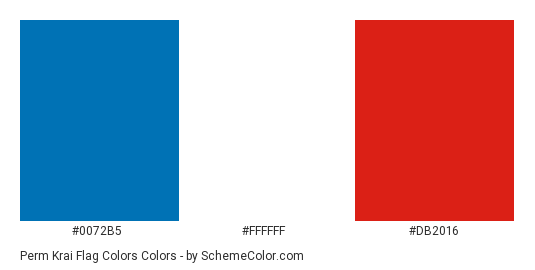Perm Krai Flag Colors - Color scheme palette thumbnail - #0072B5 #FFFFFF #DB2016 