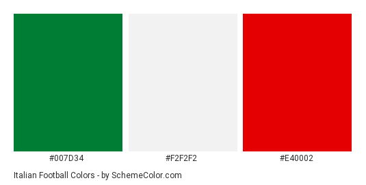 Italian Football - Color scheme palette thumbnail - #007D34 #F2F2F2 #E40002 