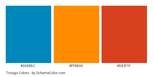 Trivago - Color scheme palette thumbnail - #0088bc #ff8b00 #d83f1f 