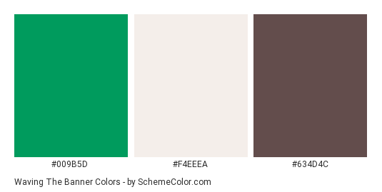 Waving the Banner - Color scheme palette thumbnail - #009B5D #F4EEEA #634D4C 