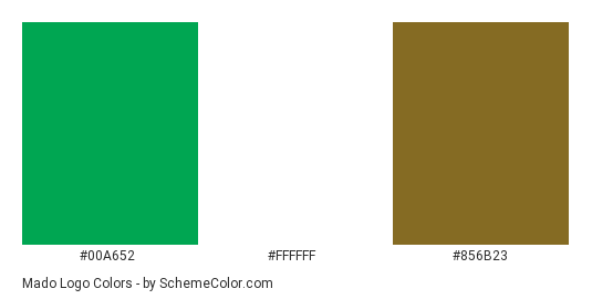 Mado Logo - Color scheme palette thumbnail - #00a652 #ffffff #856b23 