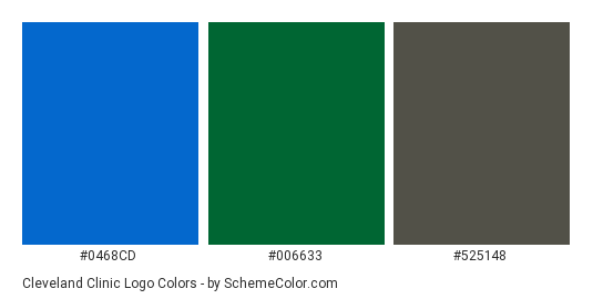Cleveland Clinic Logo - Color scheme palette thumbnail - #0468cd #006633 #525148 