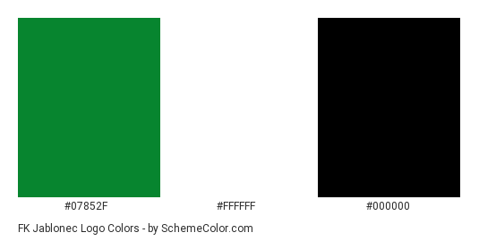 FK Jablonec Logo - Color scheme palette thumbnail - #07852f #ffffff #000000 