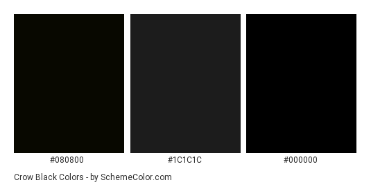 Crow Black - Color scheme palette thumbnail - #080800 #1C1C1C #000000 