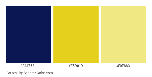 Lemon Under Water - Color scheme palette thumbnail - #0a1753 #e5d01d #f0e883 