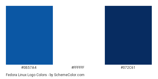 Fedora Linux Logo - Color scheme palette thumbnail - #0b57a4 #ffffff #072c61 