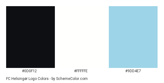 FC Helsingør Logo - Color scheme palette thumbnail - #0d0f12 #fffffe #9dd4e7 