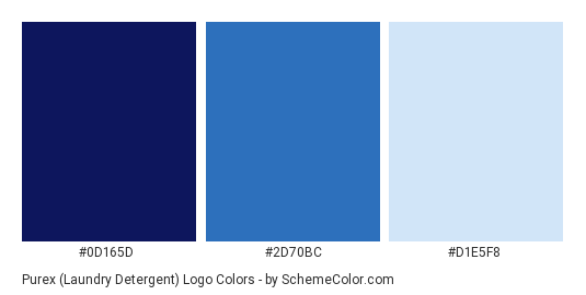Purex (Laundry Detergent) Logo - Color scheme palette thumbnail - #0d165d #2d70bc #d1e5f8 