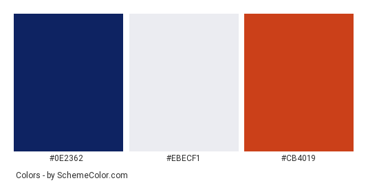 Apartment Building - Color scheme palette thumbnail - #0e2362 #ebecf1 #cb4019 