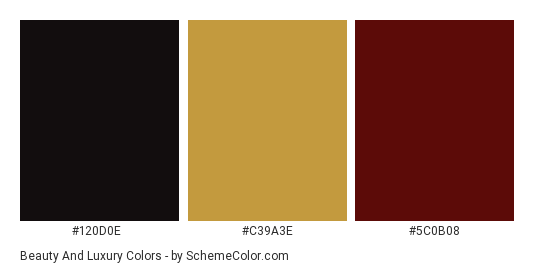 Beauty and Luxury - Color scheme palette thumbnail - #120D0E #C39A3E #5C0B08 