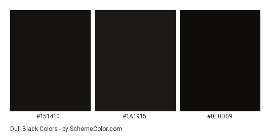 Dull Black - Color scheme palette thumbnail - #151410 #1a1915 #0e0d09 