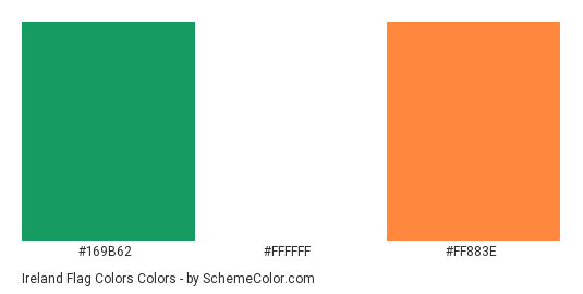 Ireland Flag Colors - Color scheme palette thumbnail - #169b62 #ffffff #ff883e 