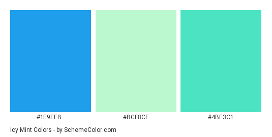 Icy Mint - Color scheme palette thumbnail - #1E9EEB #BCF8CF #4BE3C1 