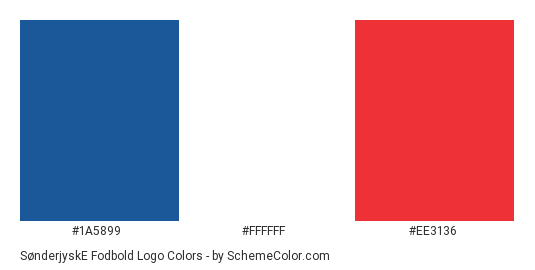 SønderjyskE Fodbold Logo - Color scheme palette thumbnail - #1a5899 #ffffff #ee3136 