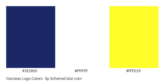 Oxiclean Logo - Color scheme palette thumbnail - #1b2865 #ffffff #fffd29 