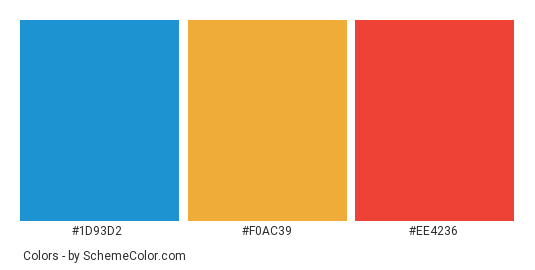 Wind Energy - Color scheme palette thumbnail - #1d93d2 #f0ac39 #ee4236 