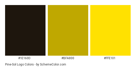 Pine-Sol Logo - Color scheme palette thumbnail - #1e160d #bfa800 #ffe101 