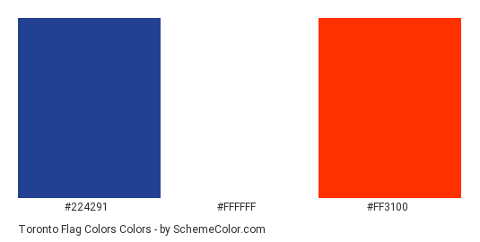 Toronto Flag Colors - Color scheme palette thumbnail - #224291 #FFFFFF #ff3100 