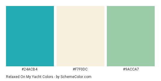 Relaxed on my Yacht - Color scheme palette thumbnail - #24ACB4 #F7F0DC #9ACCA7 