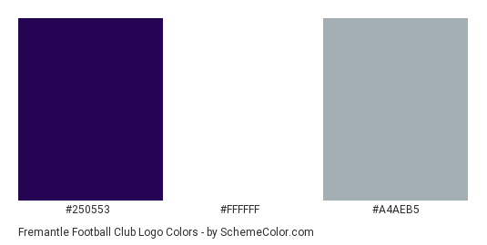 Fremantle Football Club Logo - Color scheme palette thumbnail - #250553 #ffffff #a4aeb5 