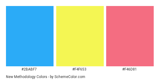 New Methodology - Color scheme palette thumbnail - #2babf7 #f4f653 #f46d81 