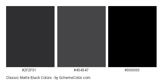 Classic Matte Black - Color scheme palette thumbnail - #2f2f31 #454547 #000000 