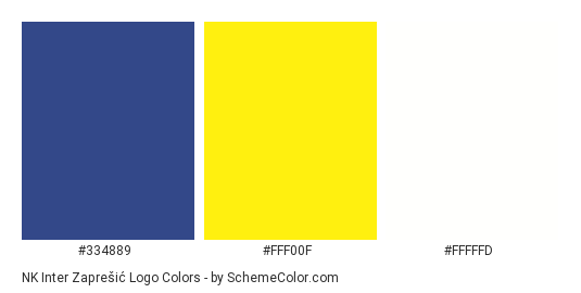 NK Inter Zaprešić Logo - Color scheme palette thumbnail - #334889 #fff00f #fffffd 