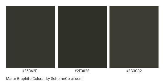 Matte Graphite - Color scheme palette thumbnail - #35362e #2f3028 #3c3c32 
