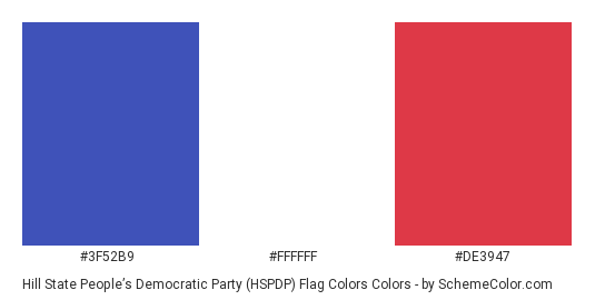 Hill State People’s Democratic Party (HSPDP) Flag Colors - Color scheme palette thumbnail - #3f52b9 #ffffff #de3947 
