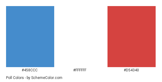 Poll - Color scheme palette thumbnail - #458ccc #ffffff #d54340 