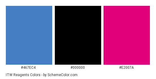 ITW Reagents - Color scheme palette thumbnail - #467ec4 #000000 #e2007a 