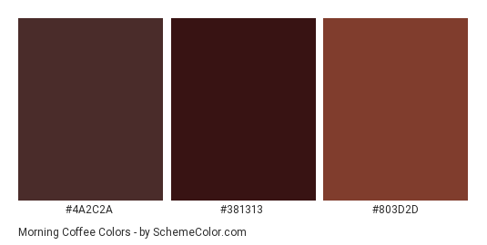 Morning Coffee - Color scheme palette thumbnail - #4A2C2A #381313 #803D2D 
