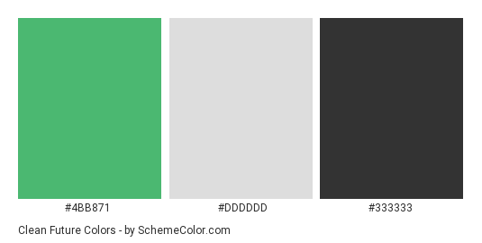 Clean Future - Color scheme palette thumbnail - #4BB871 #DDDDDD #333333 
