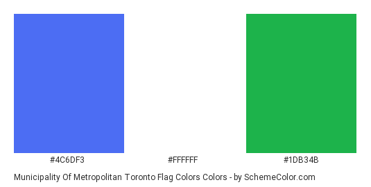 Municipality of Metropolitan Toronto Flag Colors - Color scheme palette thumbnail - #4c6df3 #FFFFFF #1db34b 