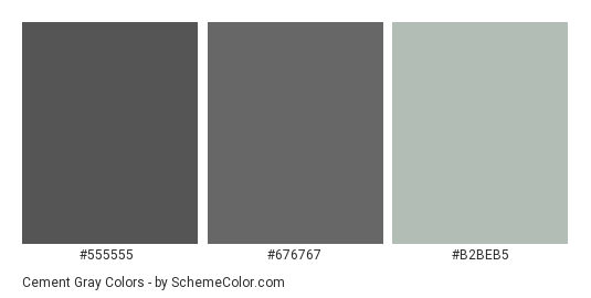 Cement Gray - Color scheme palette thumbnail - #555555 #676767 #B2BEB5 