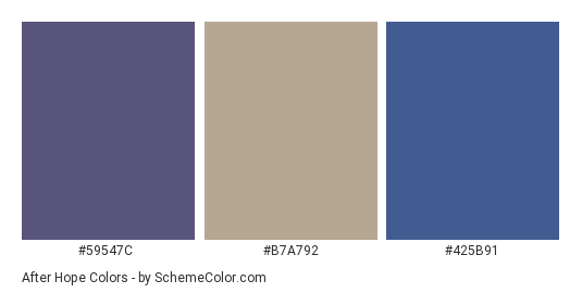 After Hope - Color scheme palette thumbnail - #59547c #b7a792 #425b91 