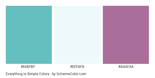Everything is Simple - Color scheme palette thumbnail - #66BFBF #EEFAFA #AA6E9A 