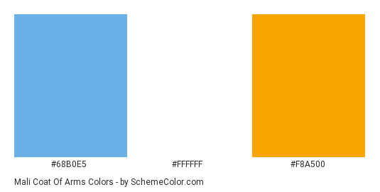 Mali Coat of Arms - Color scheme palette thumbnail - #68b0e5 #ffffff #f8a500 