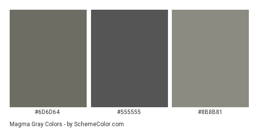 Magma Gray - Color scheme palette thumbnail - #6D6D64 #555555 #8B8B81 