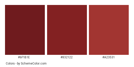 Red Haired Woman - Color scheme palette thumbnail - #6f1b1e #832122 #a23531 