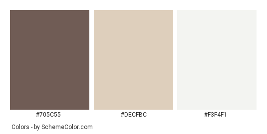 Mortgage Residence - Color scheme palette thumbnail - #705c55 #decfbc #f3f4f1 